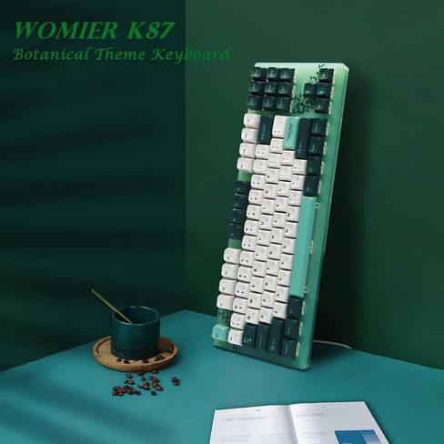 لوحة مفاتيح Womier K87 75%، لوحة مفاتيح للألعاب 87 مفتاحًا، لوحة مفاتيح ميكانيكية TKL قابلة للتبديل السريع، لوحة مفاتيح RGB مع أغطية مفاتيح PBT ذات سمة نباتية لأجهزة الكمبيوتر المحمول PC MAC PS4 Xbox، مفتاح أصفر in Saudi Arabia