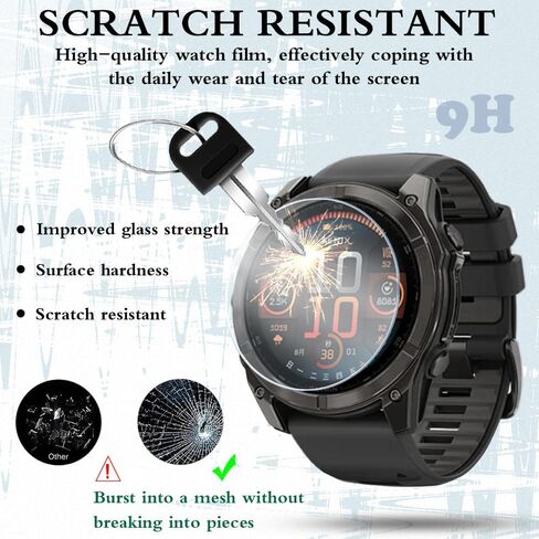 Watch Screen Protector (3+1Pack) Compatible for Garmin Fenix 8 51mm, Tempered Glass Film Anti-Scratch High Definition Full Coverage and Soft TPU Protective Case in Kuwait