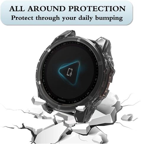 Watch Screen Protector (3+1Pack) Compatible for Garmin Fenix 8 51mm, Tempered Glass Film Anti-Scratch High Definition Full Coverage and Soft TPU Protective Case in Kuwait