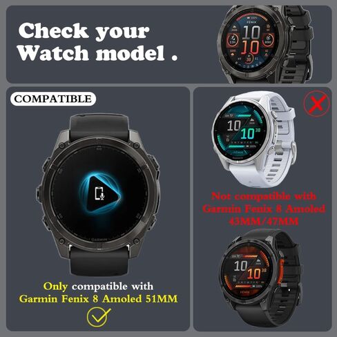 Watch Screen Protector (3+1Pack) Compatible for Garmin Fenix 8 51mm, Tempered Glass Film Anti-Scratch High Definition Full Coverage and Soft TPU Protective Case in Kuwait