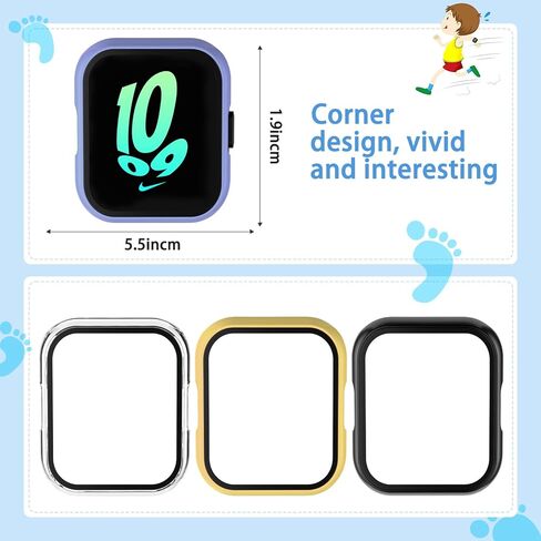 Suoman 4-Pack for SyncUp Kids Screen Protector Case، 2.5D 9H صلابة الزجاج المقسى مجموعة واقي الشاشة لساعة الأطفال Syncup - أسود + أزرق + شفاف + أخضر فلورسنت in Kuwait