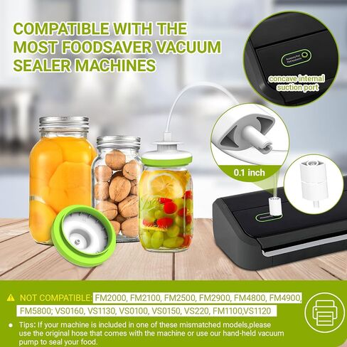 Mason Jar Vacuum Sealer for FoodSaver, Canning Jars Vacuum Sealer, Jar Sealer and Accessory Hose Kit for Wide&Regular Mouth Mason Jar, Fit for Most Vacuum Sealer in Saudi Arabia