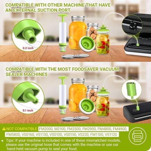 Mason Jar Vacuum Sealer for FoodSaver, Canning Jars Vacuum Sealer, Jar Sealer and Accessory Hose Kit for Wide&Regular Mouth Mason Jar, Fit for Most Vacuum Sealer in Saudi Arabia