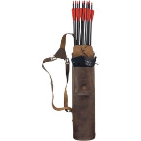 Rectangular Back Quiver with Adjustable Straps, Arrow Holder for Target Shooting, Bow Hunting and Archery Sports, Target Training, Full Grain Leather, Handmade, Bourbon Brown