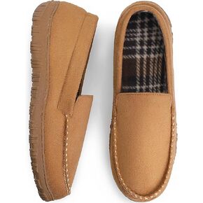 festooning Slippers for Men Mens Moccasin Slippers Fuzzy Memory Foam House Shoes Indoor Outdoor Rubber Sole