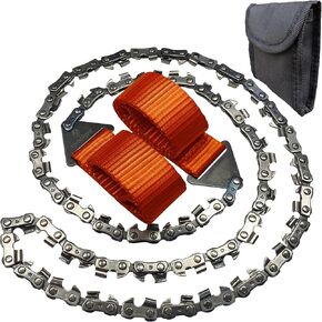 Pocket Chainsaw - 36 Inch Manual Hand Chain Saw - Pocket Saw with 48 Bidirectional Teeth - Camping Saw Survival Saw For Fast Easy Cutting - Wire Saw - Rope Saw - Cable Saw - Backpacking Gear Camp Saw
