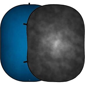 Kate Collapsible Backdrop Pop Up Backdrop Light Black&Blue Portable Background for Parties, Portrait, Video, Podcast, 5x6.5ft