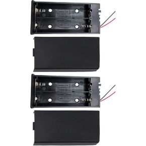 2 Pcs 2AA Battery Holder Case Box Wire Leads On/Off Switch with Cover,Plastic Battery Storage Box