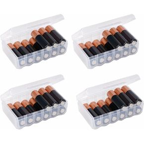 Linkidea 4 Packs Small AA Battery Storage Organizer Box, 12 AA Battery Storage Box, Waterproof Portable Battery Organizer with Rope Hole