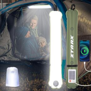 Solar Camping Lights Bars 33.5IN/85CM Tent Lights Rechargeable 4000mAh Foldable Inflatable for Outdoor IP66 Waterproof LED Tube Light for Camping, Hiking, Travel and More