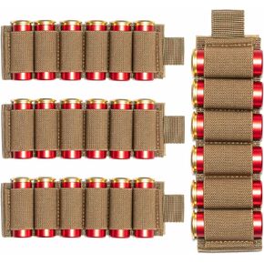 4 Packs 6 Rounds Shotgun Side Saddle Carrier 12/20 Gauge Shotgun Shell Holder Molle Buttstock Shotgun Card with Adhesive Back Sticker
