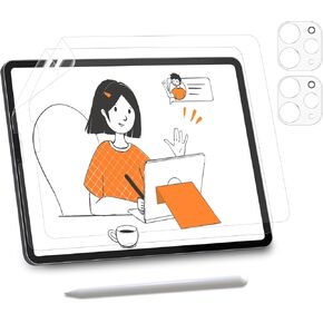 KCT 2+2 Pack Paperfeel Screen Protector Compatible with iPad Pro 11 Inch 2021&2020 with Transparent Camera Lens Protector, Anti-Glare&Matte Compatible with Apple Pencil, for Writing & Drawing