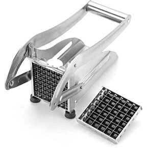 French Fry Cutter w/ 2 Blades, Stainless Steel Potato Cutter w/ 1/2 and 3/8 inch Blades, Potato Slicer for Cucumber, Vegetables, Carrots, Whole & Sweet Potatoes, medium potato and vegetable cutter