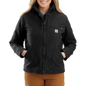 Carhartt Women's Loose Fit Washed Duck Sherpa Lined Jacket, Basil, XX-Large
