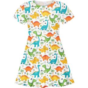 ALISISTER Little Girls Dress Short Sleeve Toddler Summer Sundress