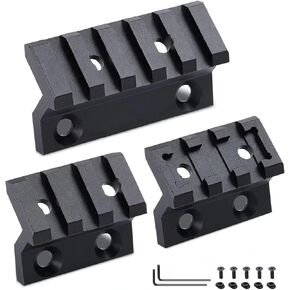 45 Degree Offset Rail Mount, 3-3-5 Slots Aluminum Offset Side Light Optic Sight Picatinny Rail Mount (3 Pack)