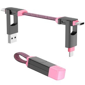 4-in-1 Multi Charging Cable, Zinc Alloy Magnetic Keychain, Fast Charger with Type C/IP Connectors for MacBook/Phones/iPad,60W PD Portable Charger for Gift