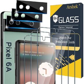 [3+3 Pack] Glass Screen Protector for Google Pixel 6a 5G, 9H Tempered Glass, Fingerprint Compatible,HD Clear Case Friendly Anti Scratch