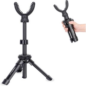Shooting Rest Tripod Portable Rifle Shooting Tripods 360° Rotation V Yoke Stand 11″-21″ Height Adjustment Aluminum Shooting Stand for Target Shooting Range Outdoor Hunting