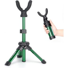 Shooting Rest Tripod Portable Rifle Shooting Tripods 360° Rotation V Yoke Stand 11″-21″ Height Adjustment Aluminum Shooting Stand for Target Shooting Range Outdoor Hunting