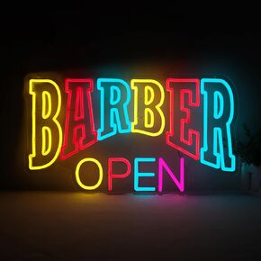 23.6"x13.3" Large Size Barber Open for Business，Noen Lights for Bar hotel family Bar Man Cave