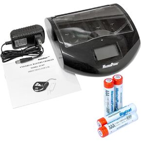 MaximalPower FC997 Universal Ultra Smart Charger Alkaline NiMh NiCd Li-ion AA AAA C D 9V Battery Cell Charger (FC997 Charger Plus Pack of 4 AAA Batteries (1200mAh))