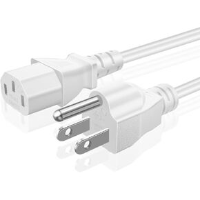 TNP Universal Power Cord (10 Feet) - NEMA 5-15P to IEC320C13 Power Cable Wire Connector Socket Plug Jack - White