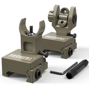 Feyachi S27 Fiber Optic Iron Sights Flip Up Front and Rear Sites with Red and Green Dot Picatinny Backup Sight Set