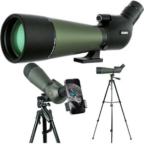 25-75x80 Spotting Scope for Target Shooting with Upgraded Tripod Carrying Bag and Phone Adapter Spotter Scope for Bird Watching, Wildlife Viewing Grey