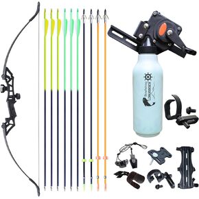 40lbs Bow Fishing Combo Kit Archery Recurve Bow Set, Bowfishing Bow and Arrow Adult Beginner, Bottle Fishing Reel Bowfishing Arrows for Fishing, Carbon Arrows for Hunting Target Practice