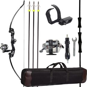 SPG Bow Fishing Bowfishing Kits - Archery 40 LBS Recurve Bow Kit with Durable Fishing Reel and Solid Fishing Arrows for Adult Hunting Shooting Fish