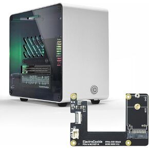 ElectroCookie Raspberry Pi 5 Case, Aluminum Mini Tower Case with M.2 NVMe SSD PCIe HAT and Active RGB Lighting Cooler (Silver) in Kuwait