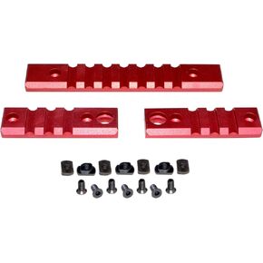 3-Piece Picatinny Rail Section Kit for M-LOK Mounting, Red Anodized, (2) 3 Slot Section and (1) 7 Slot Section