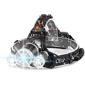 Rechargeable LED Headlamp, 10000 Lumens Bright Headlight, Portable Waterproof Flashlight Kit with Rechargeable Batteries for Night Hunting Fishing Camping