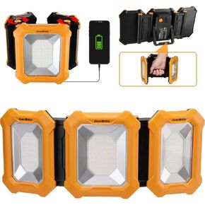 EverBrite 3000LM LED Work Lights, 7800mAh Rechargeable Work Light with 180° Rotation Stand, Two 180° Adjustable Heads, Cordless Battery Powered Work Light for Car Repairing/Garage/Workshop/Emergency