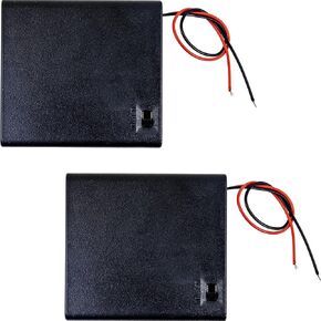 2pcs Battery Holder Box Case 4 x AA 1.5V (Total: 6V) with On Off Switch 2 Leads Connector Plastic ABS Cell Storage Box for Electronic DIY
