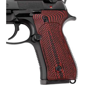 Cool Hand G10 Grips for Beretta 92/96 Full Size, 92 fs, m9, 92a1, 92 INOX, Checkered Texture，Cherry Color, Screws Included, B92-DC-6