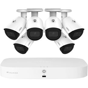 Lorex Fusion 4K 8MP 16 Camera Capable (8 Wired and 8 Wi-Fi) 2TB PoE NVR System w/ 6 Metal Bullet IP Cameras - Smart Motion Detection(Person/Vehicle), Listen in-Audio, Color Night Vision, IP67 (White)