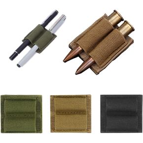 3 Packs 2-Round Ammo Cards 11mm-15mm Shotgun Shells Holder Ammunition Battery Pen Light Stick Tool Carrier Holder Pouch 800D Nylon