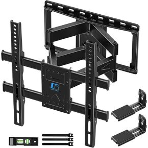 HOME VISION TV Wall Mount for 32-65 Inch TV with Soundbar Bracket, Full Motion TV Mount with Articulating Dual Arms, Swivel and Tilt, TV Bracket Fits 8" 12" 16" Stud, Max VESA 400X400mm, Up to 132lbs