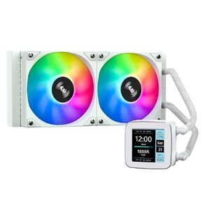 SAMA LD 240mm AIO - مبرد سائل لوحدة المعالجة المركزية - شاشة LCD مربعة مقاس 2.8 بوصة قابلة للتخصيص للصور - مبرد وحدة المعالجة المركزية 3 × 120 مم ARGB PWM Fan لـ Intel: LGA775,115X,1366,1200,1700 AMD: AM5,AM4 - أبيض