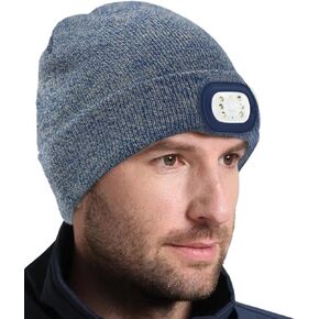 LED Beanie with Light for Men, 3 Modes Headlamp Beanie Hat, Rechargable Removable USB, Gift