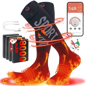 MENOLY 8000 mAh Rechargeable Heated Socks for Men Women-App Control Electric Socks, Warming Battery Powered Heating Socks for Hunting Ski Hiking Camping Motorcycle Cold Winter Outdoor-Battery Included