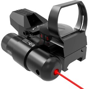 UUQ 1X22X33 Reflex Red Dot Sight - 4 Reticle Red & Green Dot Optics with Integrated Red or Green Laser for 20mm Rail