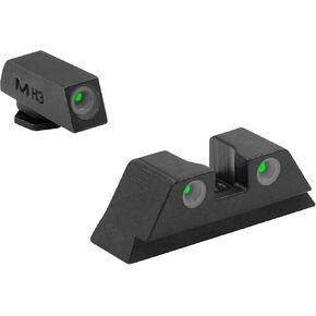Meprolight Tru-Dot tritium night Sights set Compatible with Glock 19 17 20-25 26 27 28-35 37 39 43 43x 42 48 tritium self luminous fixed sights, Green, Orange or Yellow tritium available on rear sight