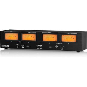 Douk Audio 4-Channel Analog VU Meter & Audio Switcher with RCA/XLR Inputs/Outputs for Professional Sound Level Monitoring and EQ Analysis with Remote (VU4, Yellow)