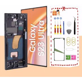 TFT for Samsung Galaxy S23 Ultra 5G LCD Display Screen Assembly Replacement for Samsung S23 Ultra Touch Digitizer Screen with Frame Toolkits S918U S918A US Version No Fingerprint