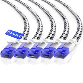 Maximm Cat 6 25ft Ethernet Cable, Braided Network Patch Cable Cat6 with RJ45 connectors, Gigabit LAN Cable 1000 Mbps High-Speed Internet, Black (2 Packs)