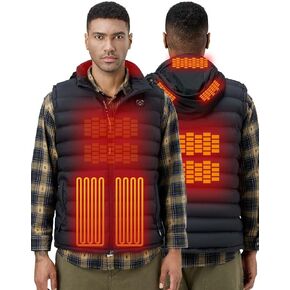 iHood Men's Heated Vest with Battery Pack, Heated Vest Men with Retractable Heated Hood Washable Heated Jackets for Men