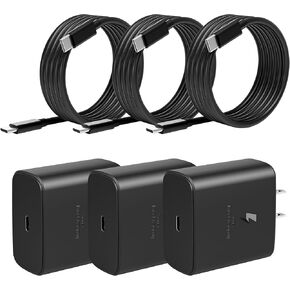 45W Super Fast Charger USB C,[3 Pack] Replacement for Samsung 45 Watt USB-C Charger,Type C Fast Wall Charging for Galaxy S24/S23/S23+/S22/S22 Ultra/S22+/Note 10 Plus, Galaxy Tab S7/S8 with 6FT Cable